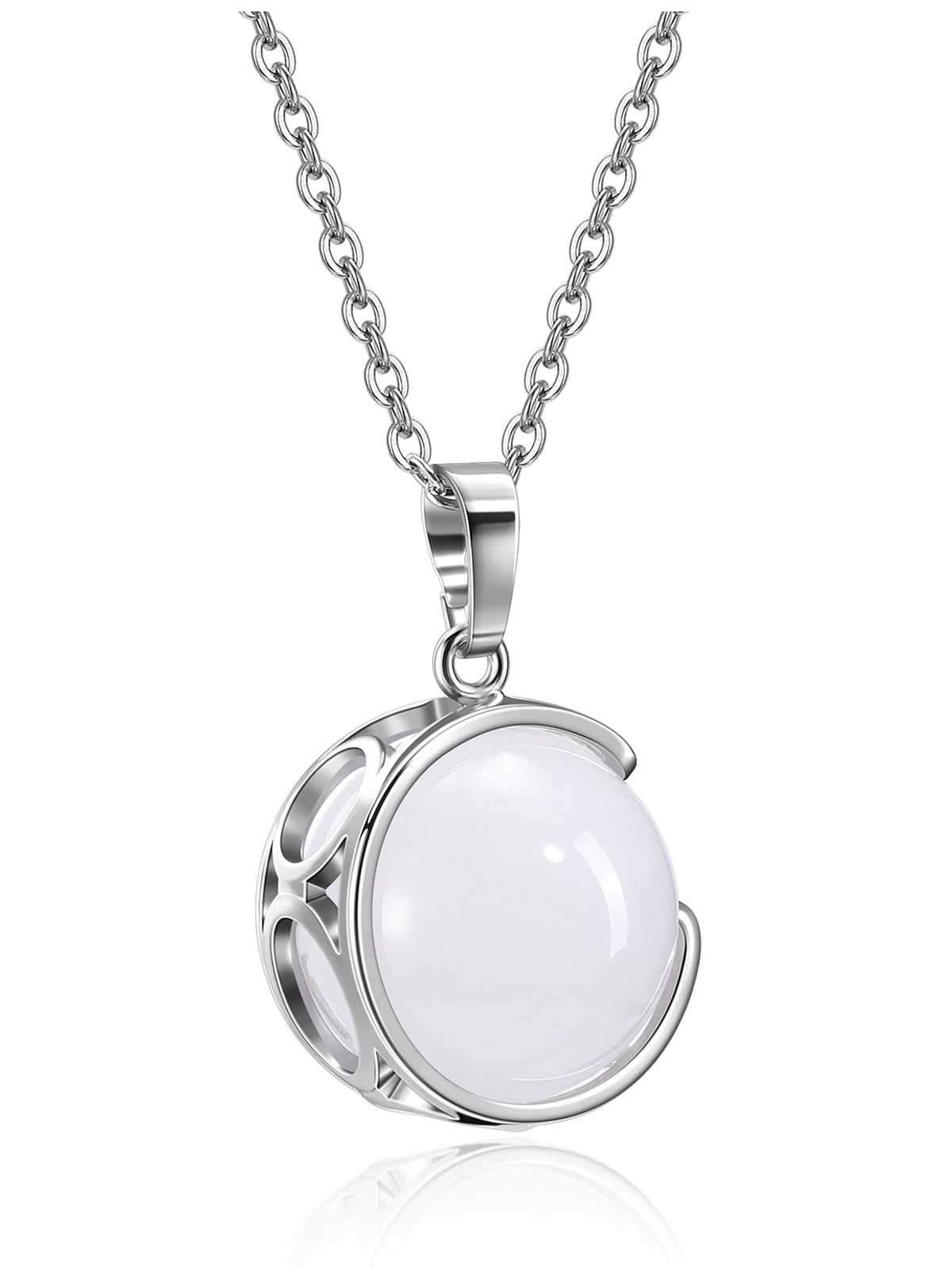 Top Plaza Clear Quartz Healing Crystal Stone Necklace Round Ball Rotating Natural Gemstone Pendant Necklace for Women Energy Jewelry Christmas Gifts