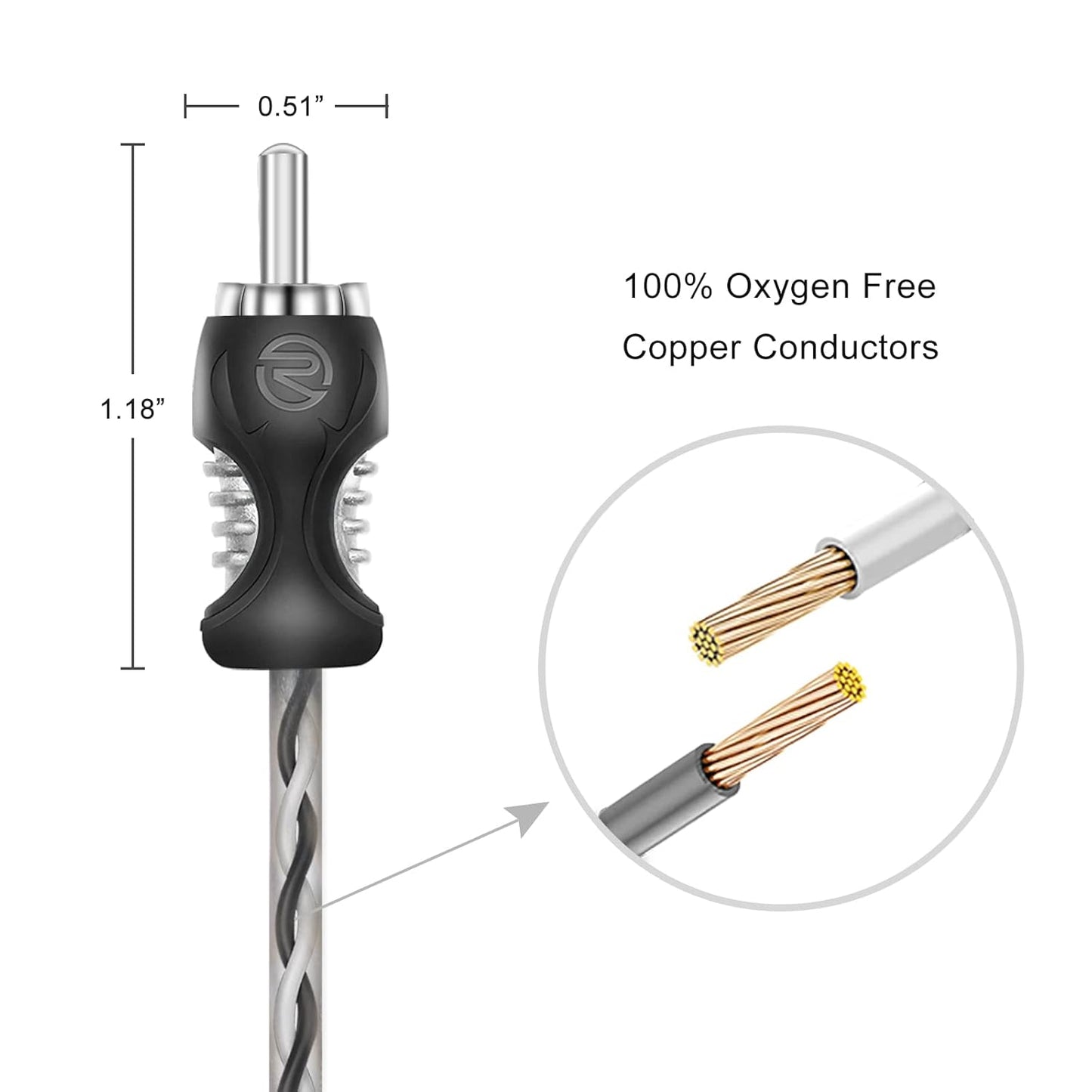 RCI66 99.99% 6ft 6-Channel RECOIL Oxygen Free Copper RCA Audio Cable, Twisted Pair with Noise Reduction