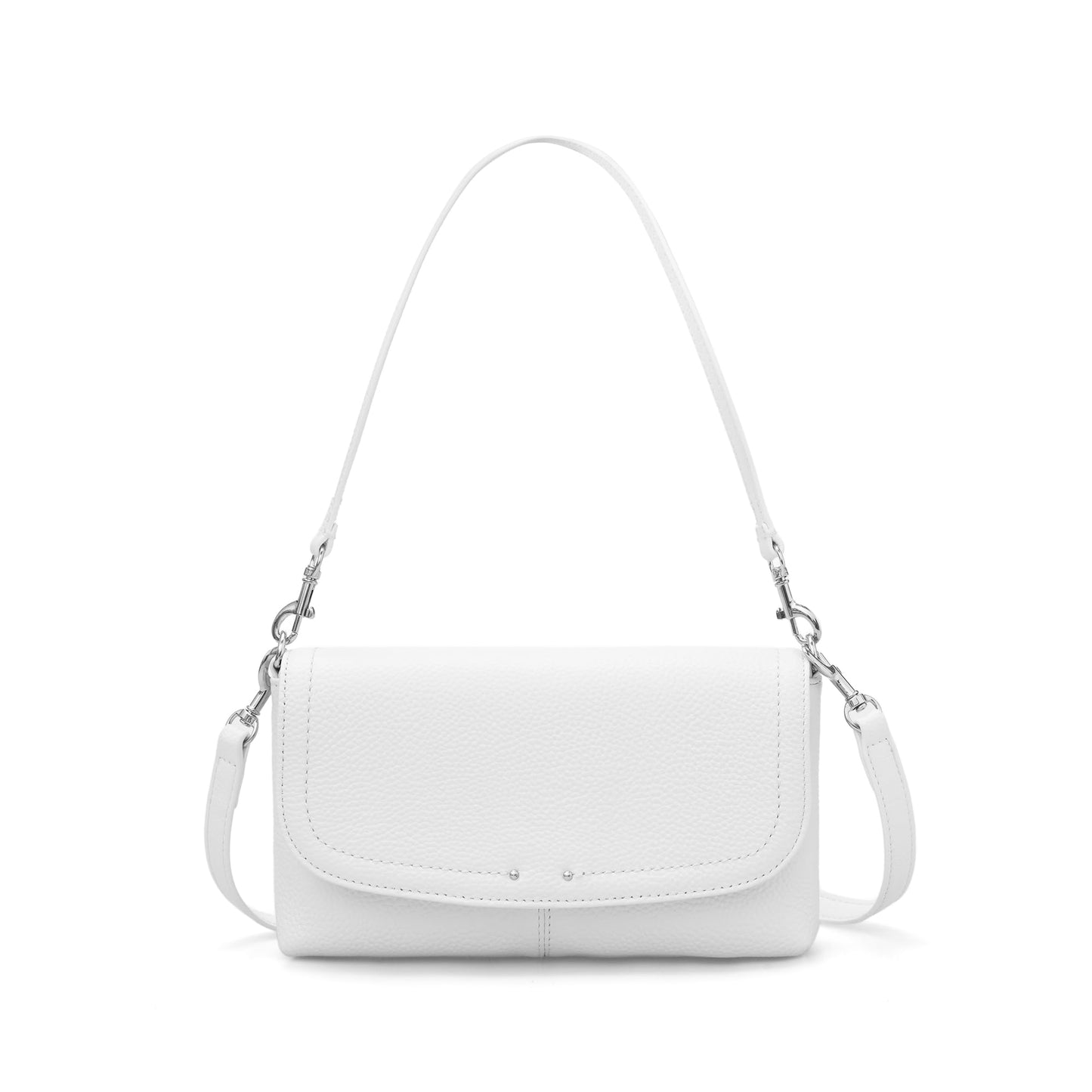 befen Genuine Leather Small Crossbody Bags for Women,Real Leather Purses with Built in RFID Wallet,Trendy Cell Phone Purse Shoulder Bag,White Travel Purse Handbags with Card Slots and Adjustable Strap