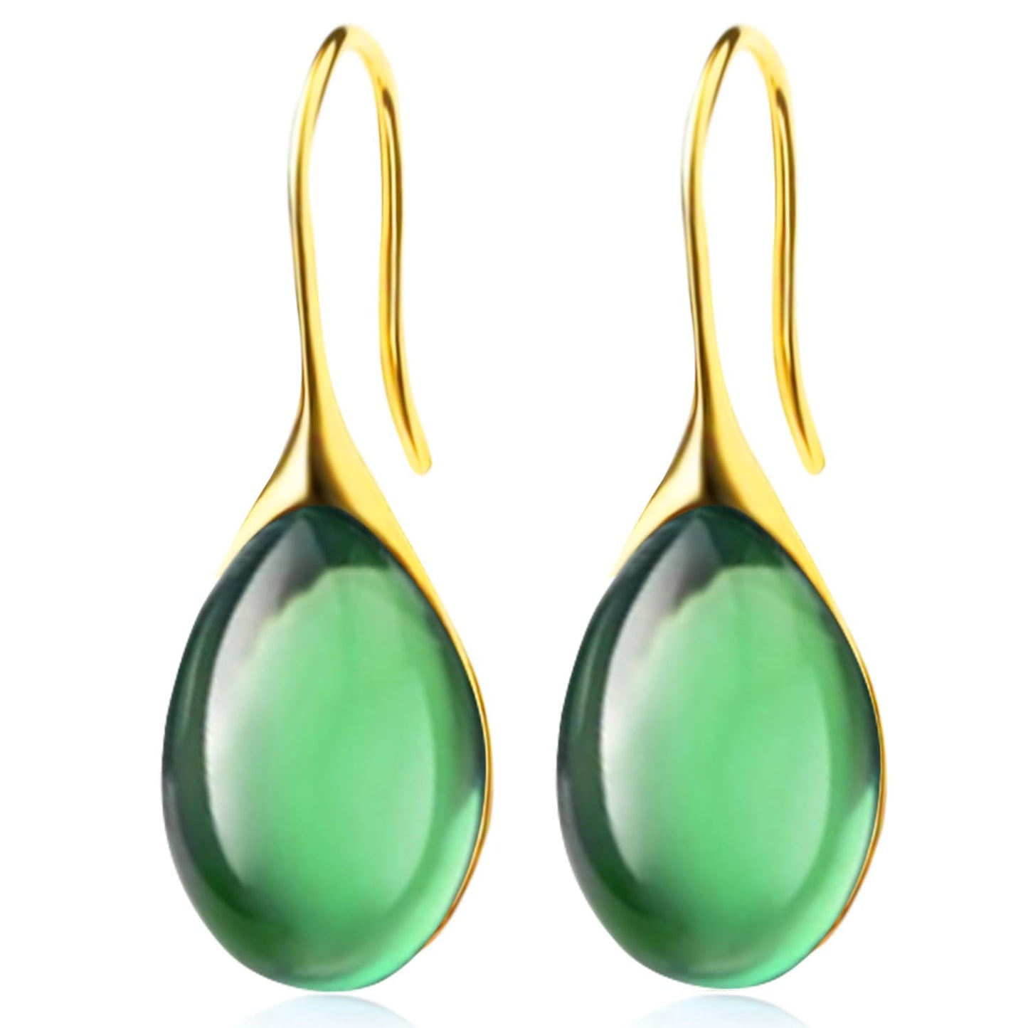 JIMARIN Lightweight Vintage Sparkly Crystal Rhinestone Teardrop Dangle Drop Earrings Bohemian14K Gold Geometry Hook Earring for Women (Gold Green)