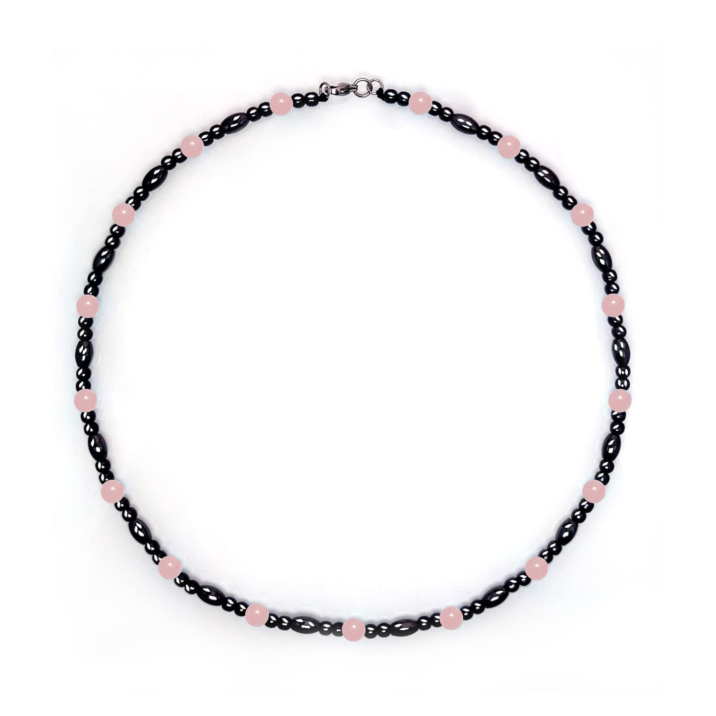 Hion Magnetic Black Obsidian & Rose Quartz Necklace for Women Men, Natural Wellness Jewelry for Daily Comfort & Relaxation