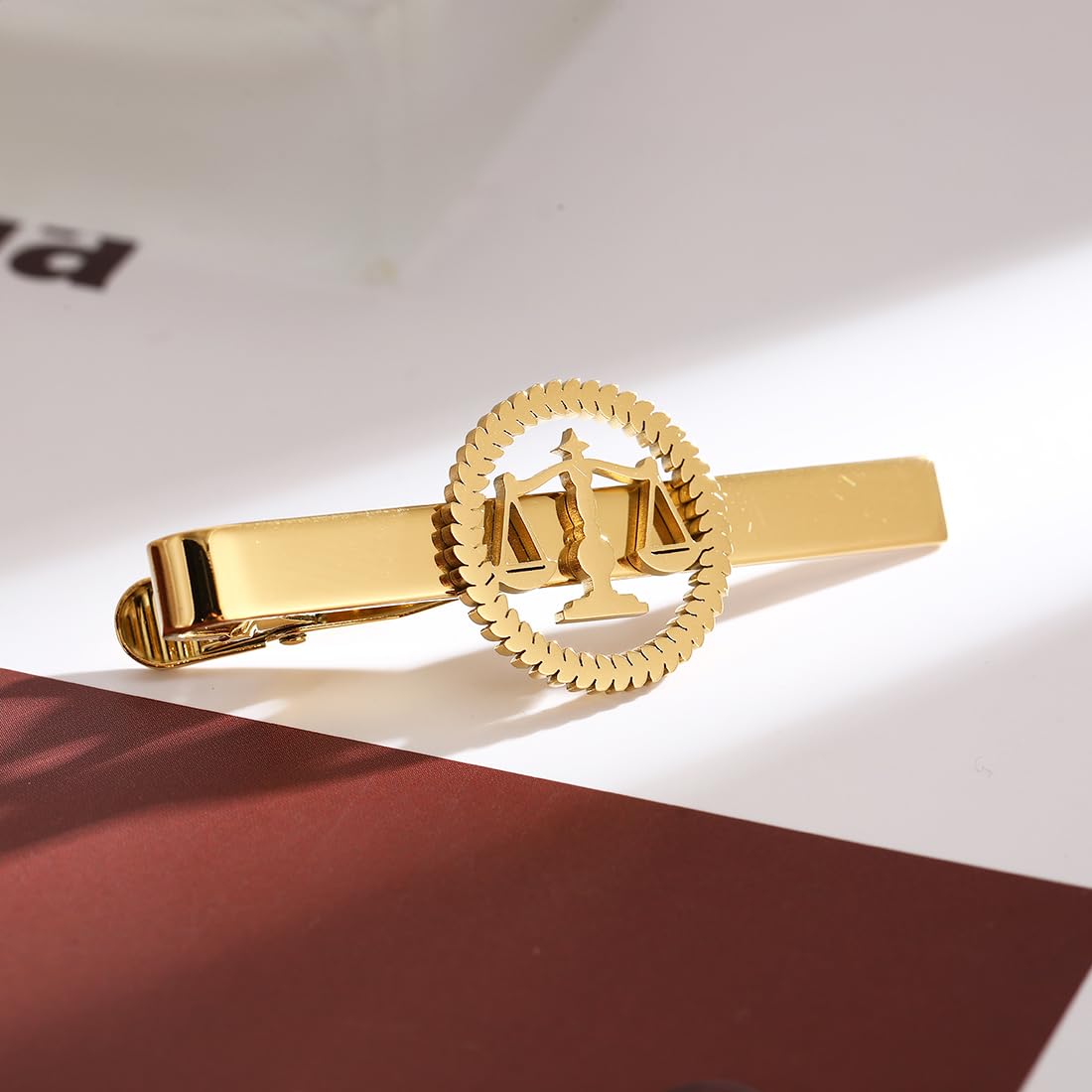 Metal Balance Badges Suit Brooch Libra Scales Brooches For Men (rose gold tie clip)
