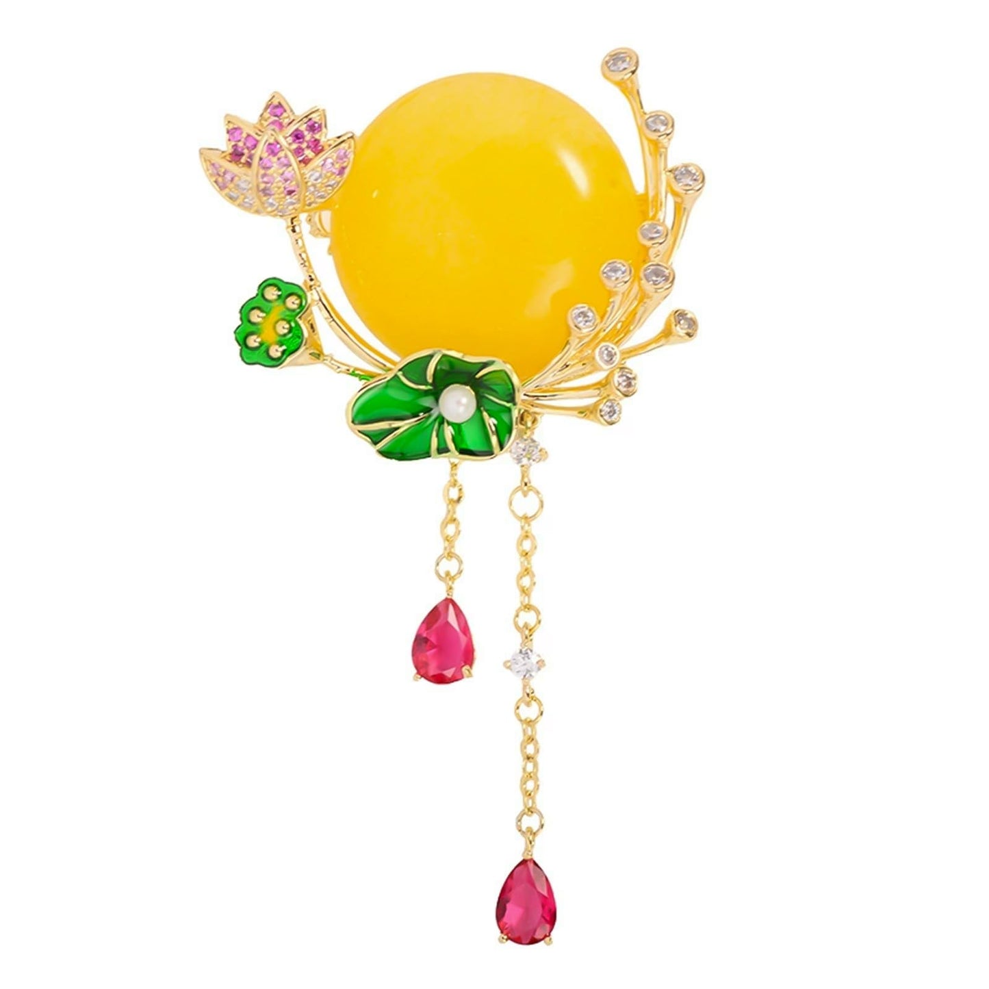 HETICA Women Animal Floral Brooch Pin Accessory Perfect as a Gift for Anniversary Celebrations, Parties, Or Everyday Wear (Moonlit Lotus Pond)