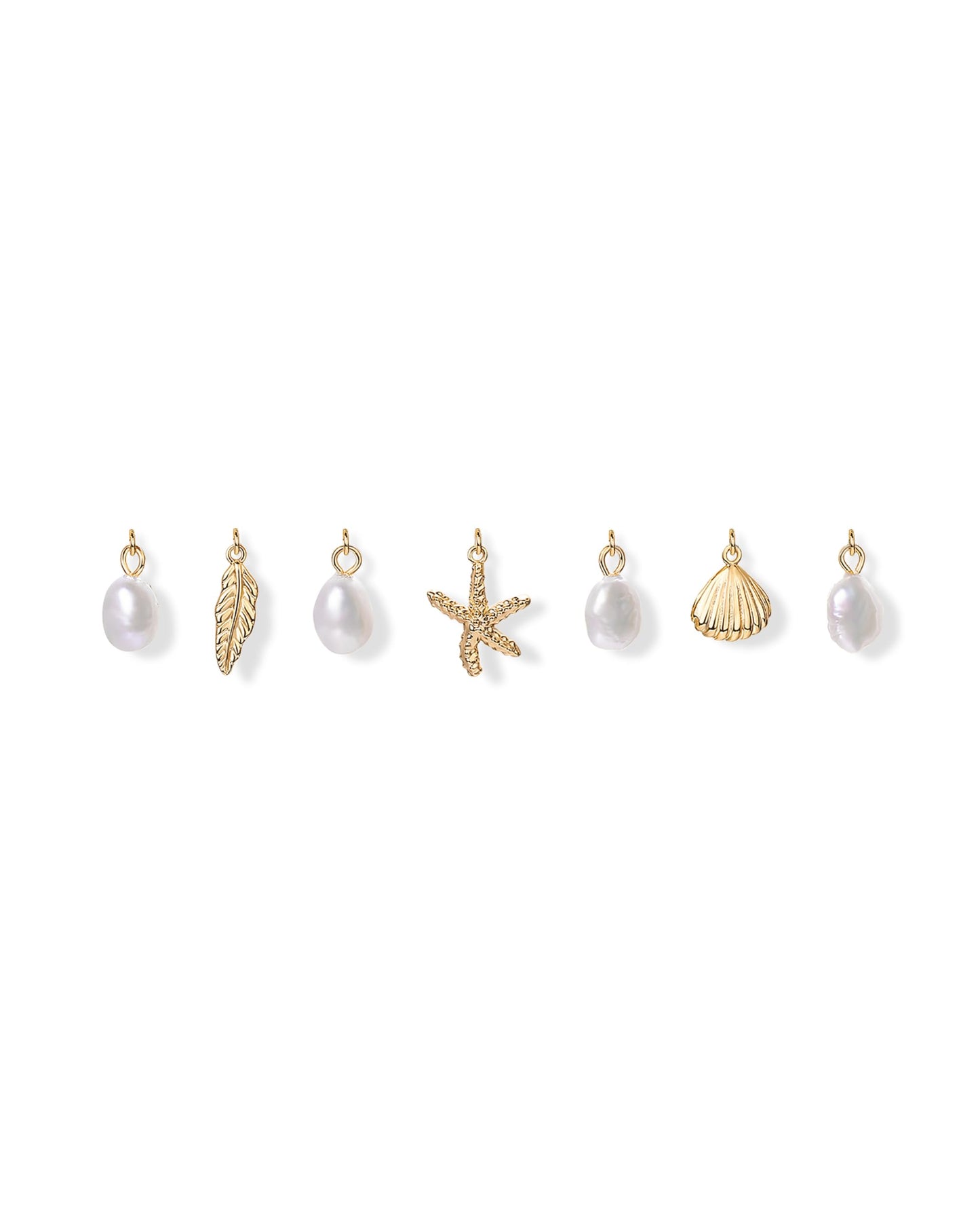 PAVOI 14K Yellow Gold Plated Beach Charm Necklace for Women - Dainty Paperclip Chain Trendy Beachy Multi - Gold Ocean Summer Jewelry with Freshwater Pearl, Sea Shell, Starfish