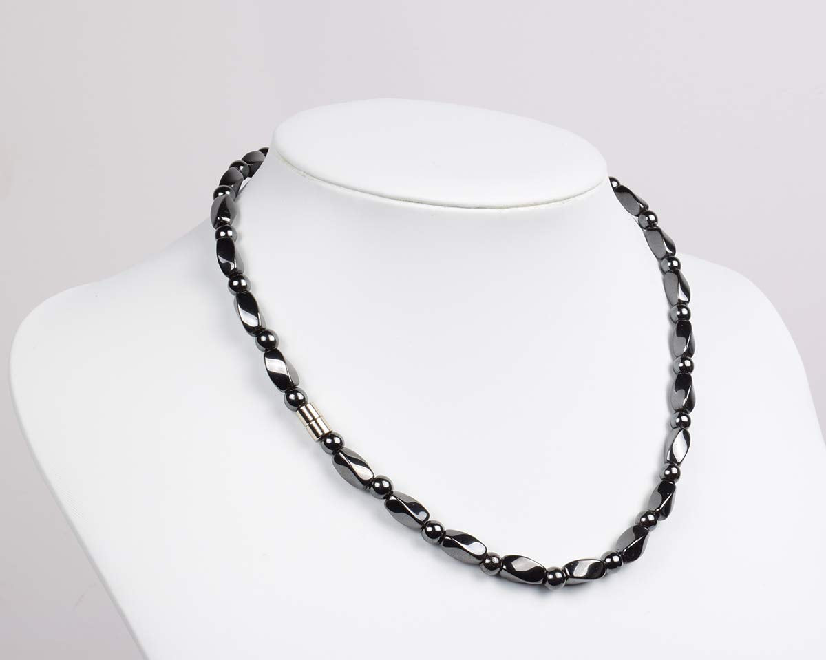 IRUMENG Magnetic Hematite Necklace for Men Women, Magnetic Stone Necklace to Soothe Neck Shoulder Discomfort, Reduce Fatigue Improve Daily Relaxation-17.6 inch (45cm)