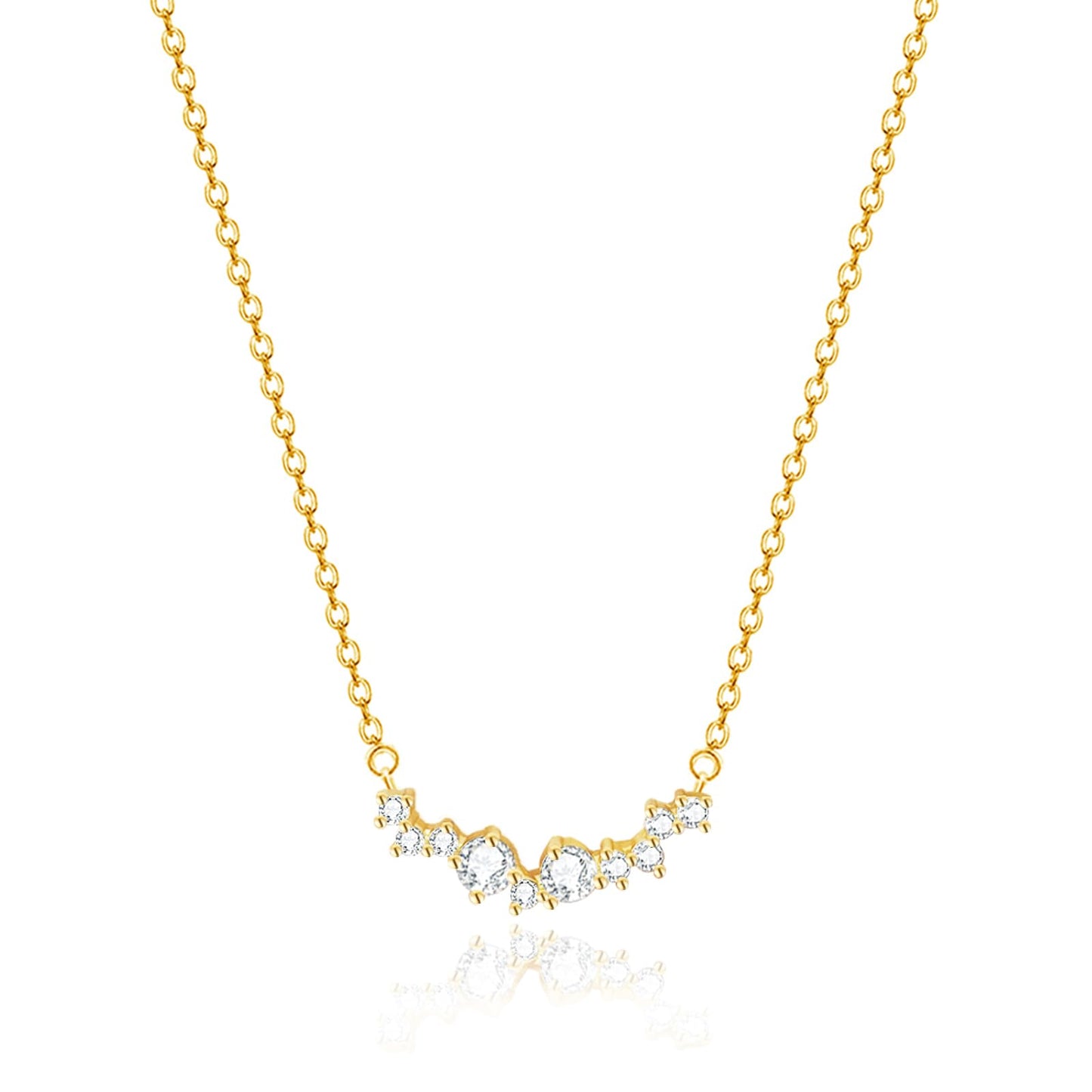 Zeffy CZ Diamond Necklace for Women Dainty Small Cute Square Cubic Zirconia Splints Solitaire Pendant Necklace for women Jewelry for Women Gifts