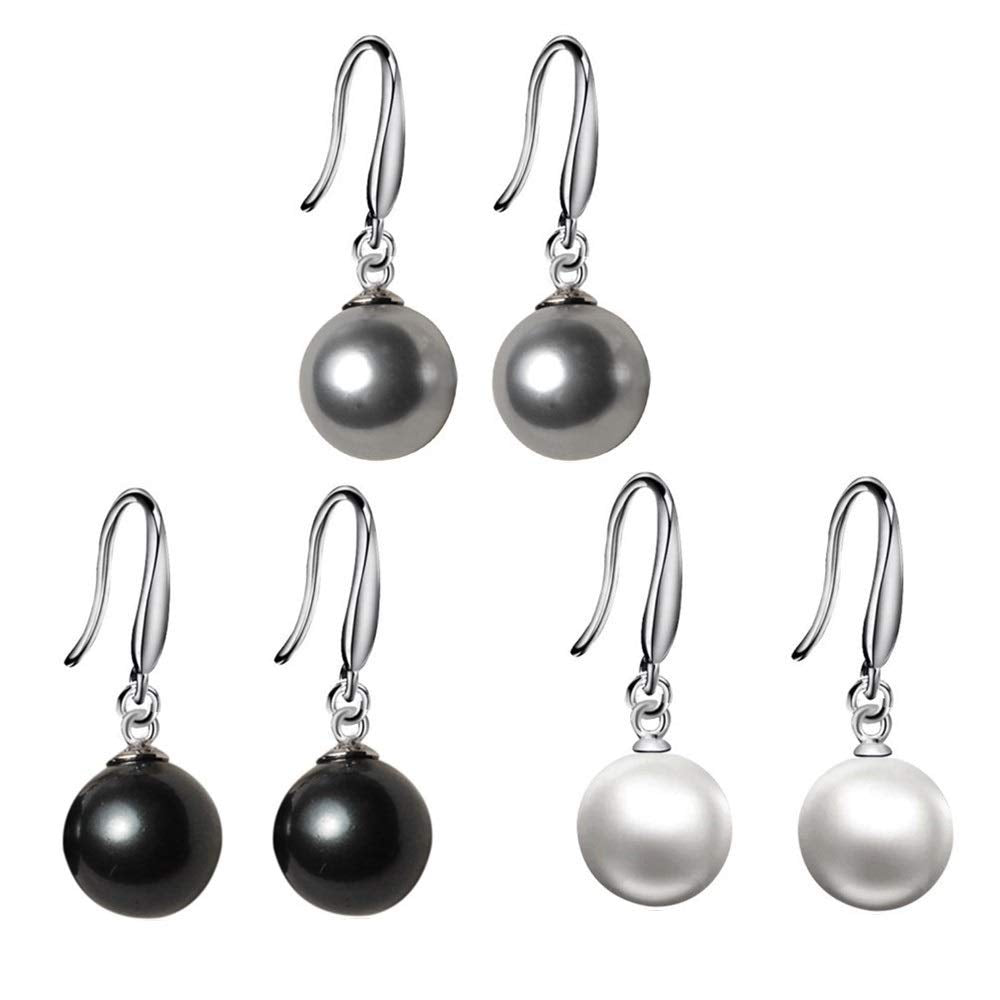3pairs Ocean Pearl Dangle Earrings Natural Shell Beads Drop Earrings Fashion Jewelry for Women(3pairs)