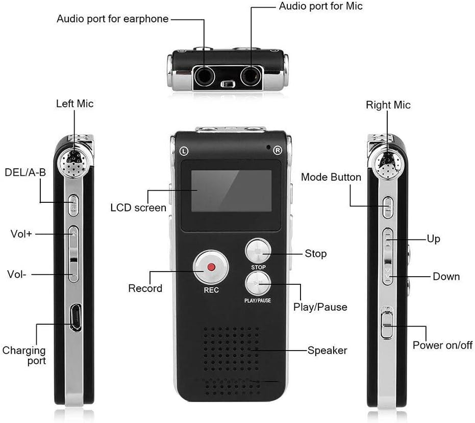 TEAMWILL 8GB Paranormal Ghost Hunting Equipment Digital EVP Voice Activated Recorder USB US (Black)