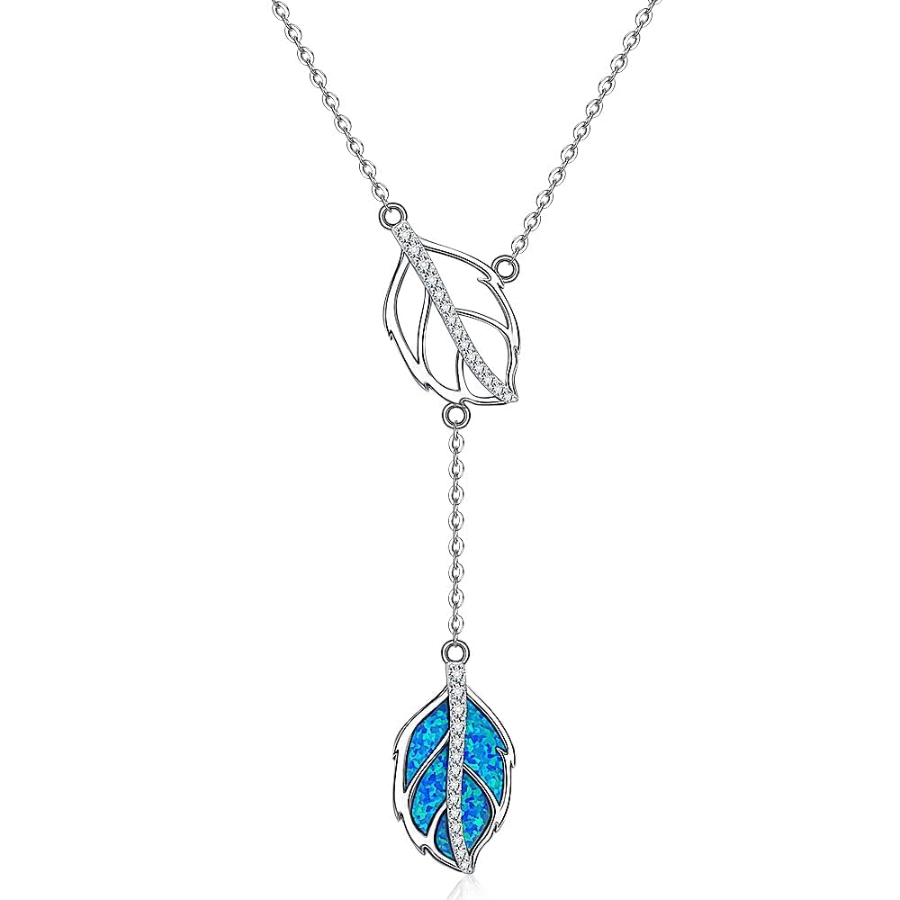 Iringnier 925 Sterling Silver Leaf Necklace for Women Lariat Y Necklaces Christmas Birthday Jewelry Gift for Women