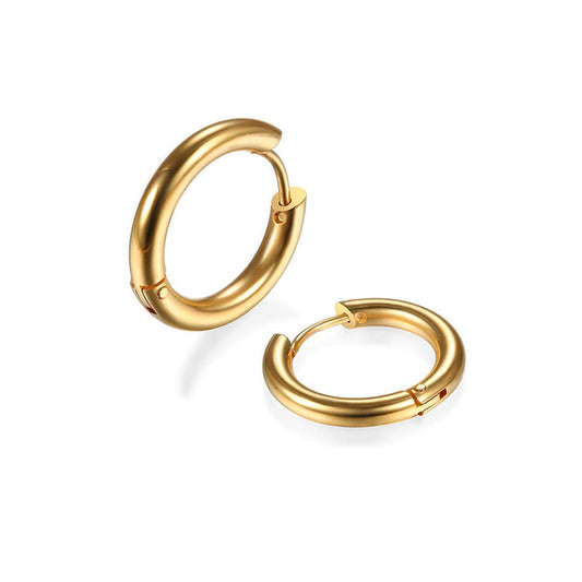 316L Surgical Stainless Steel Huggie Hoop Earrings 6mm Gold Hypoallergenic Earrings Hoop Cartilage Helix Lobes Hinged Sleeper Earrings For Men Women(A01:6mm Gold(THK 2.0mm))