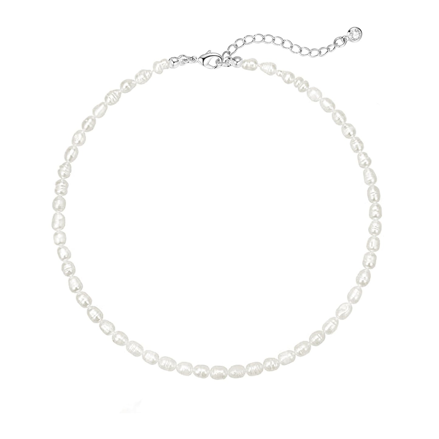 Zeffy Freshwater Pearl Necklace Baroque Small Dainty White Real Handmade Pearls Choker Valentine Gift Trendy Jewelry for Women
