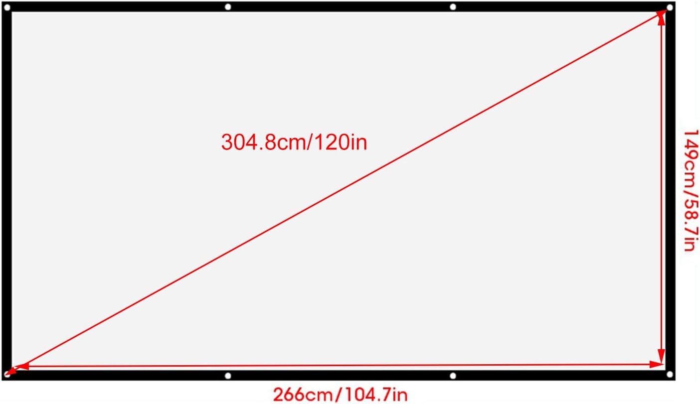 Tbest 120 Inches 16:9 Screen(120 inches) Leinwand Beamer Folie,Projector Screen Thicken Portable Non Crease Soft White