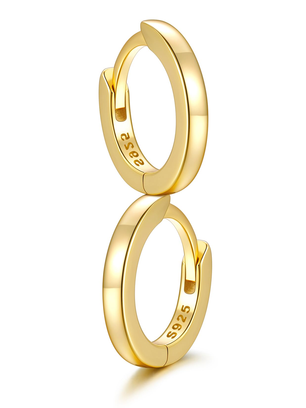 SILVERCUTE 925 Sterling Silver Huggie Hoop Earrings for Women,Hypoallergenic 14K Gold Plated Small Hoop Earring Cartilage Earring Lightweight Huggies Earrings for Women,8/10/12mm