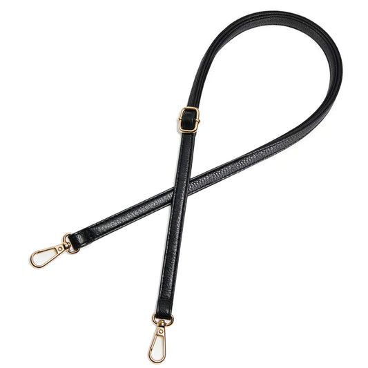 Qdfmkac Black Purse Strap 0.47 IN Narrow Vegan Leather Replacement Crossbody Strap for Handbags, Adjustable 28-51 IN Shoulder Bag Strap for Crossbody, Shoulder & Handbags