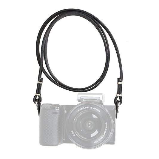 CANPIS Genuine Slim Leather Camera Neck Shoulder Strap compatible with Fujifilm Sony Olympus Lecia, Vintage Leather Camera Strap (Black Color)