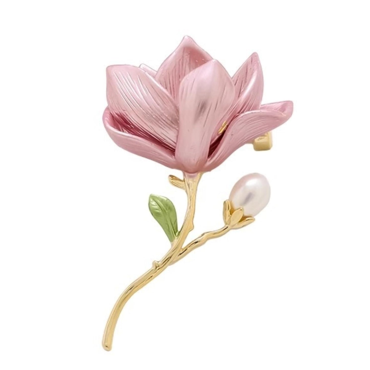 Elegant Flower Brooch for Women, Vintage Premium Enamel Boutonniere, Coat and Suit Pendant Necklace, Jasmine Magnolia Lily Osmanthus Designs (Magnolia-1)
