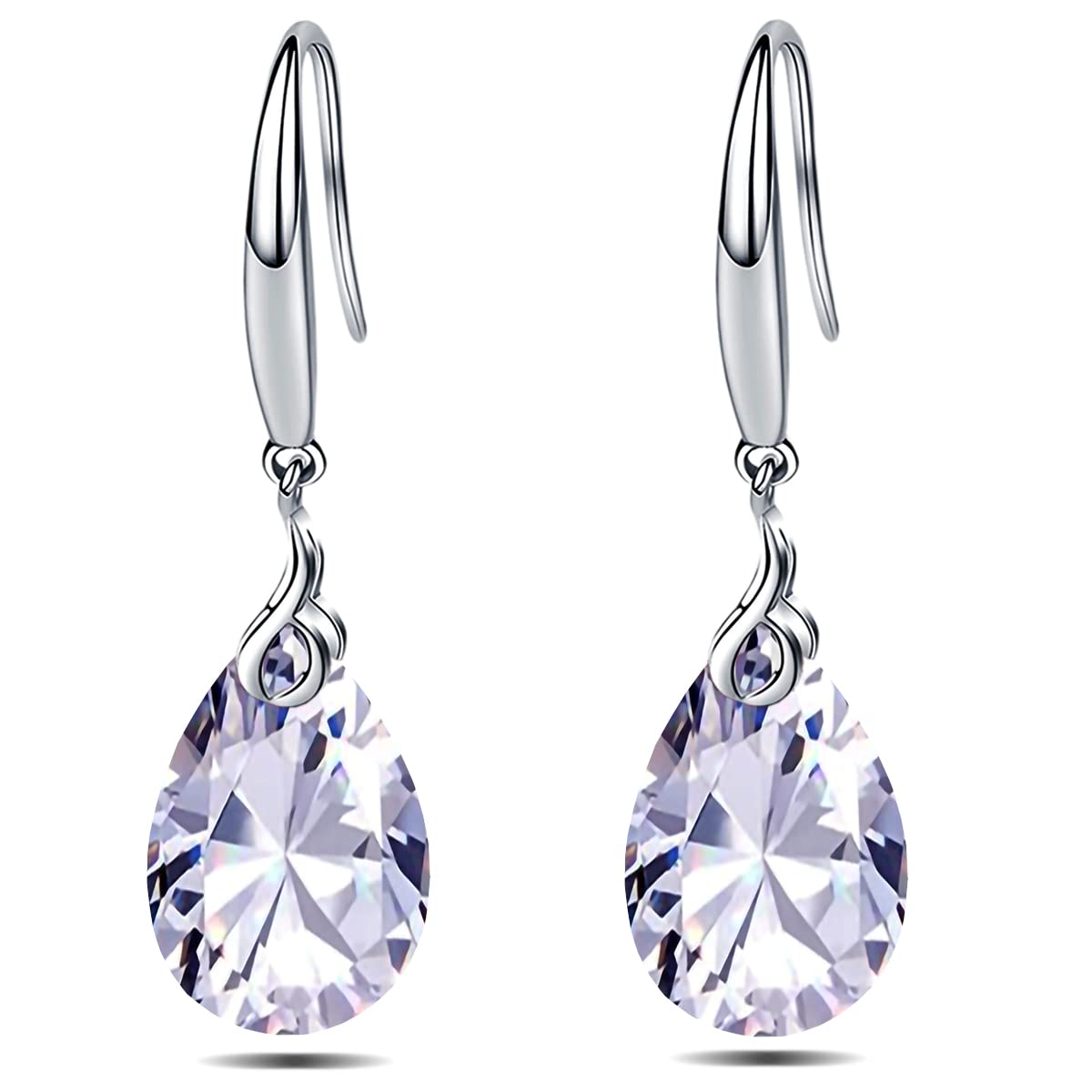 ML S925 Sterling Silver 12mm Naked Drill Crystal Earrings For Women (Earrings White color)