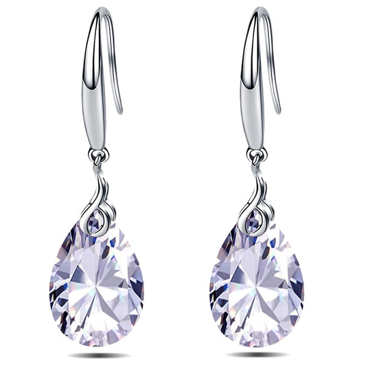 ML S925 Sterling Silver 12mm Naked Drill Crystal Earrings For Women (Earrings White color)