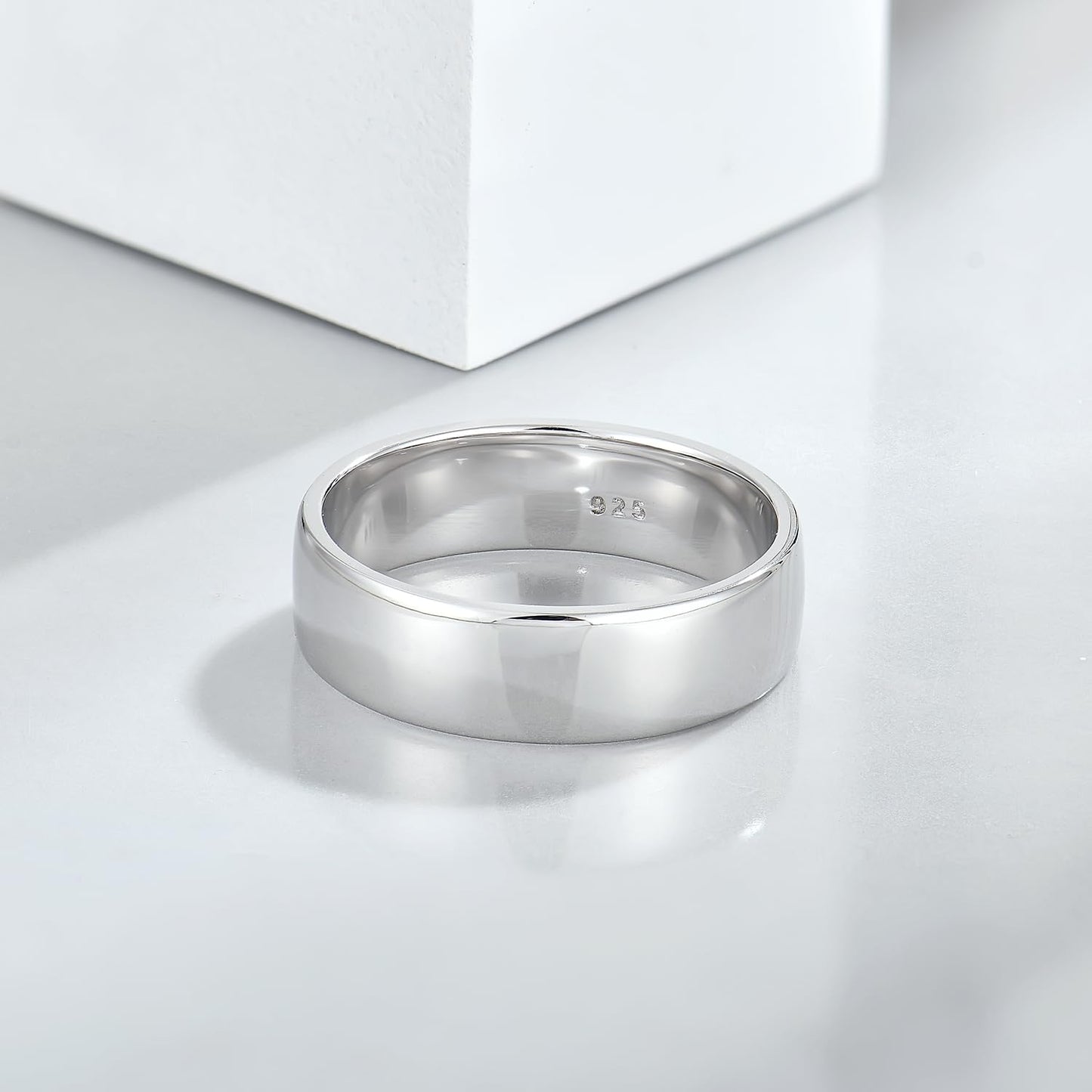 STARCHENIE Solid 925 Sterling Silver 6mm Wedding Band Ring, Comfort Fit High Polish, for Men and Women (Size 7)