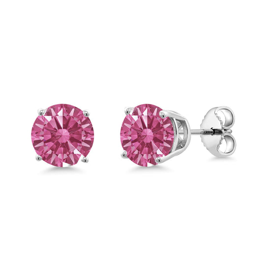 Gem Stone King 2-4 Cttw Round Gemstone Birthstone Stud Earrings For Women Men | 925 Sterling Silver | Round 7MM | Fine Jewelry Gifts for Women Her Mom Wife Men | Red Zirconia