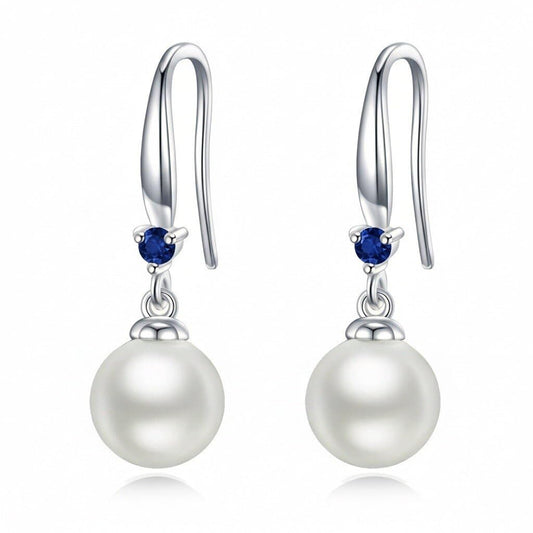 925 Sterling Silver Pearl Leverback Earrings Dangle Drop Birthstone Jewelry Gifts for Women (White Pearl-September)