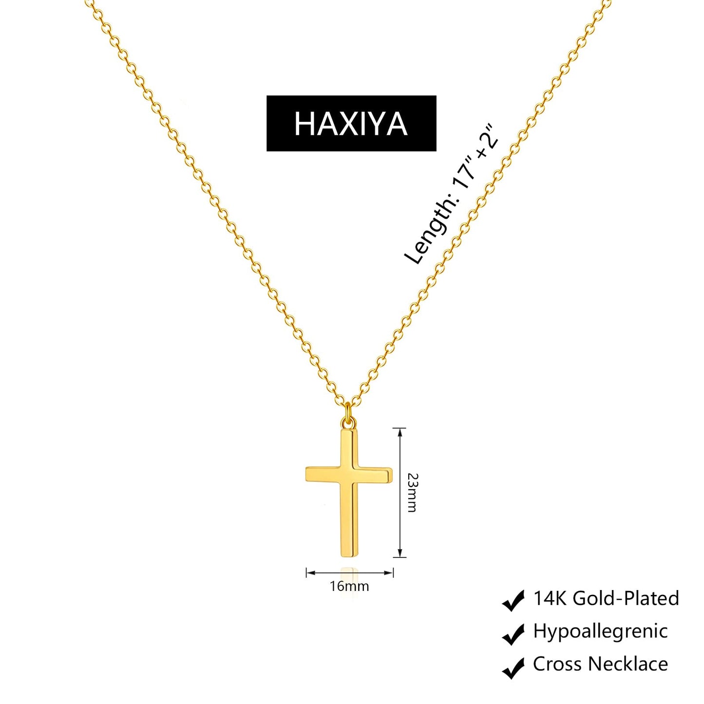 HAXIYA Gold Cross Necklace for Women 18K Gold Plated Chain Necklace Dainty Gold Pendant Necklaces Jewelry Gift for Women