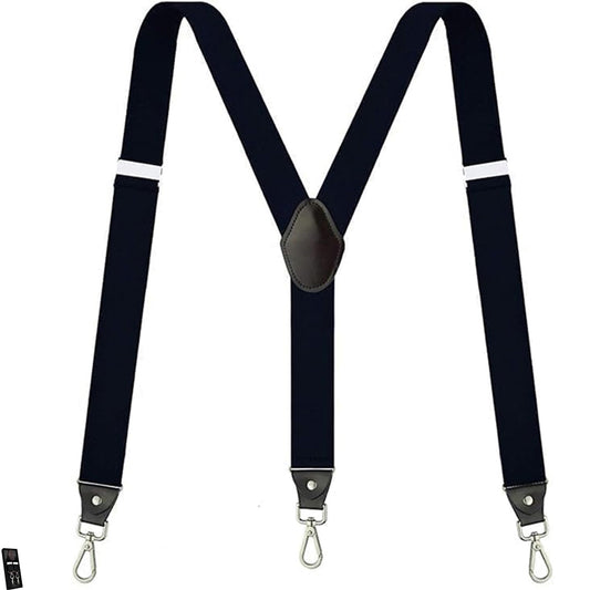 Vauhse Delicated Suspenders for Men, Adjustable Suspenders with Elastic Straps Y-Back Construction Heavy Duty for Work Black