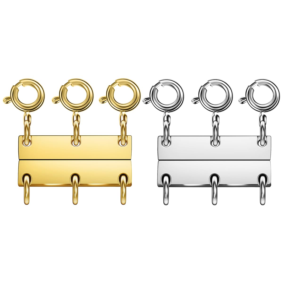 Oilzorr Layering Magnetic Necklace Clasps, multiple necklace clasp,necklace clasps for layered look，Stainless Steel Chain Link Clasps for Necklaces and Bracelets, Silver, Gold (3golden 3silver B)