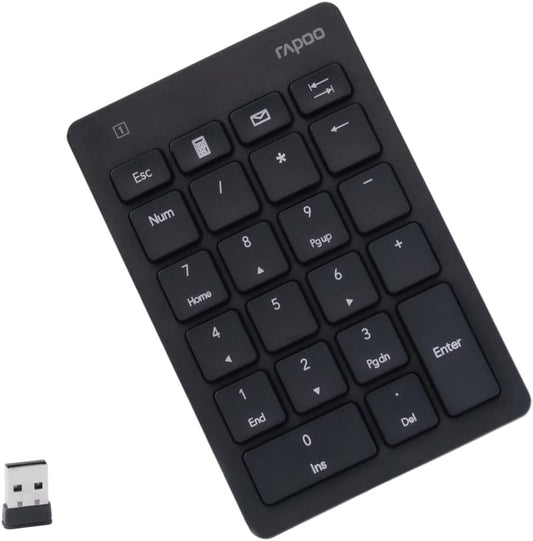 Rapoo K50 2.4G 22-Key Wireless Number Pad, Numeric Keypad for Laptop, Speed Data Entry, Numpad with Calculator, Email