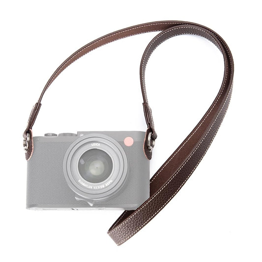 DBZZ Vintage Minimalist Genuine Leather Camera Strap Crazy Horse Leather Shoulder Strap For DSLR,For Fujifilm,For Sony,For Nikon (Mocha-white line)