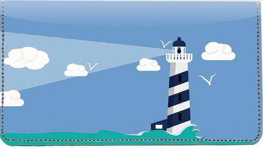 Splendid Lighthouse Personal Leather Checkbook Cover for Top Tear Personal Checks
