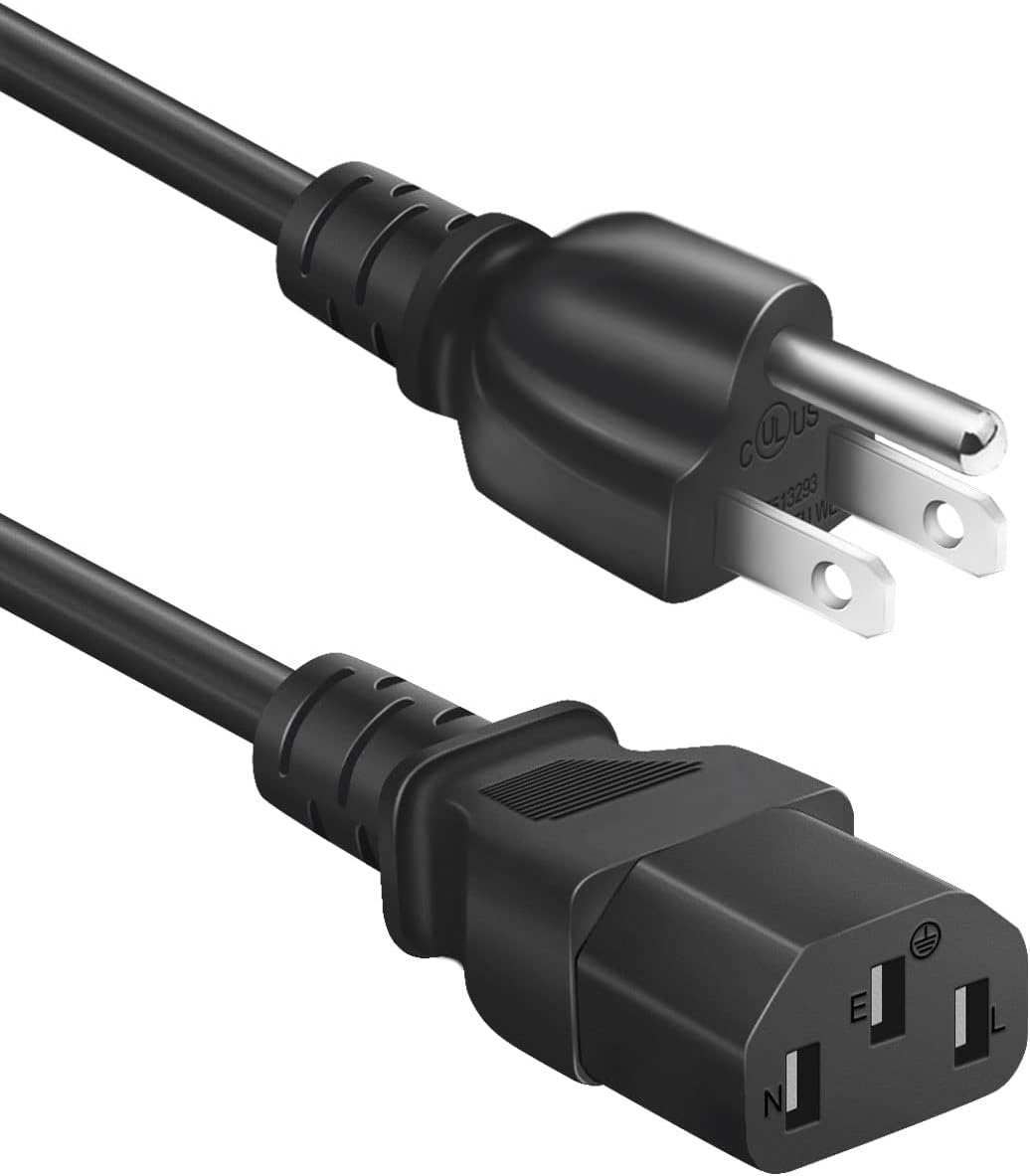 Narpendu 3-Prong 6 (1.82 Universal AC Power Cable for Computer, TV, Monitor and More, Feet Meters), Black