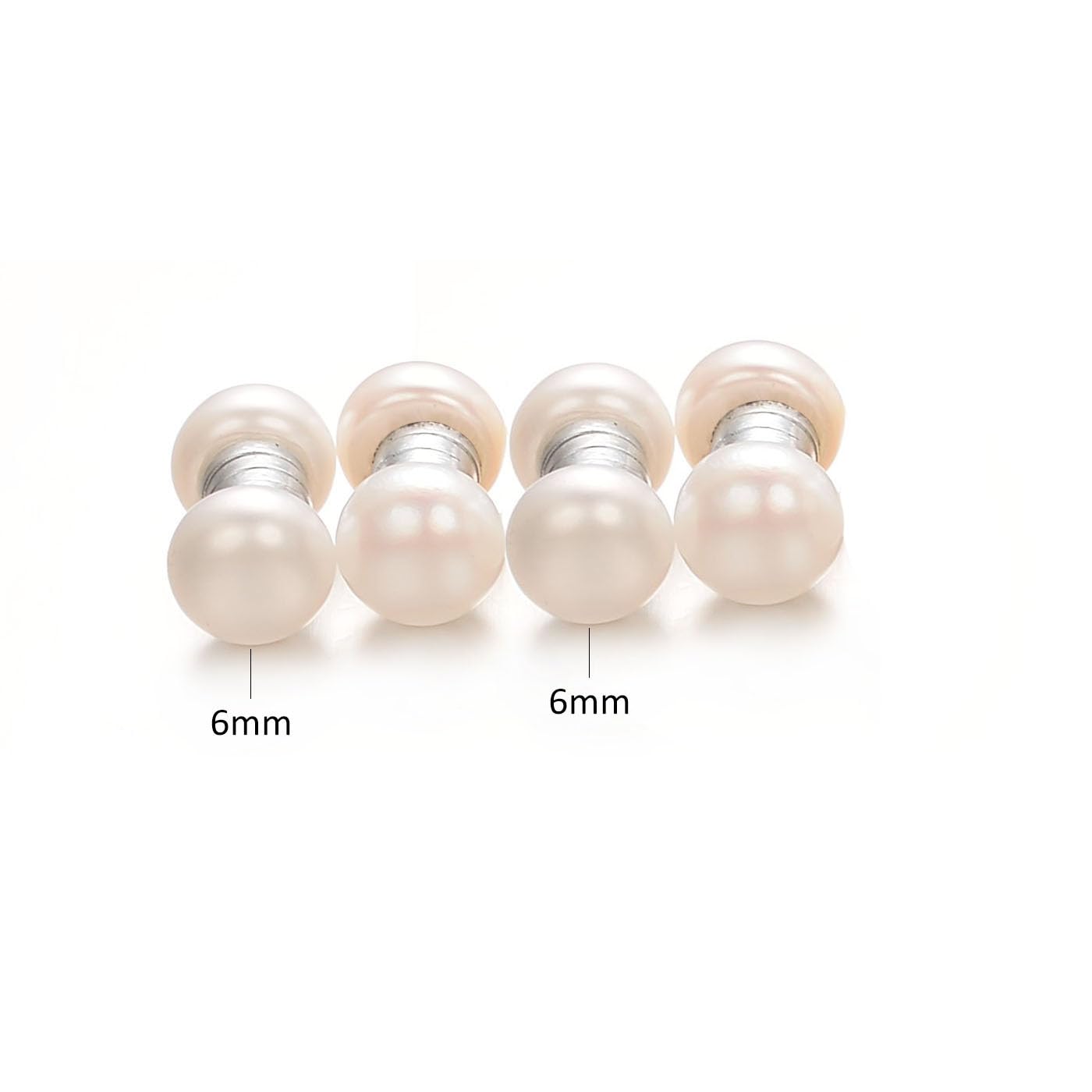 Airokiy Magnetic Pearl Earrings for Women Two Pairs 6mm White Clip On Earrings for Women Non Pierced Ears Hypoallergenic Jewelry