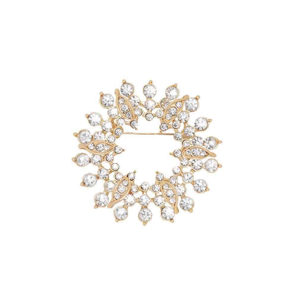GYAYU Wreath Brooch Pins for Women，Gold Tone Austria Rhinestone Crystal Brooch Pins Jewelry(Wreath)