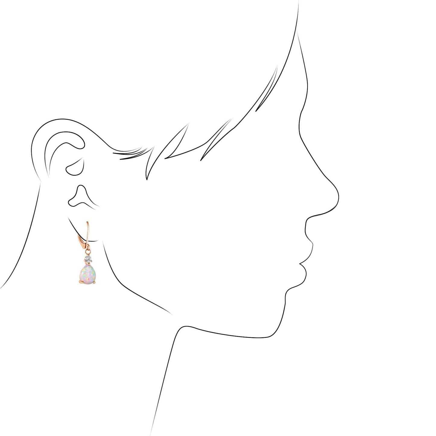 Gemsme Rose Gold Plated Pear Opal Leverback Drop Earrings