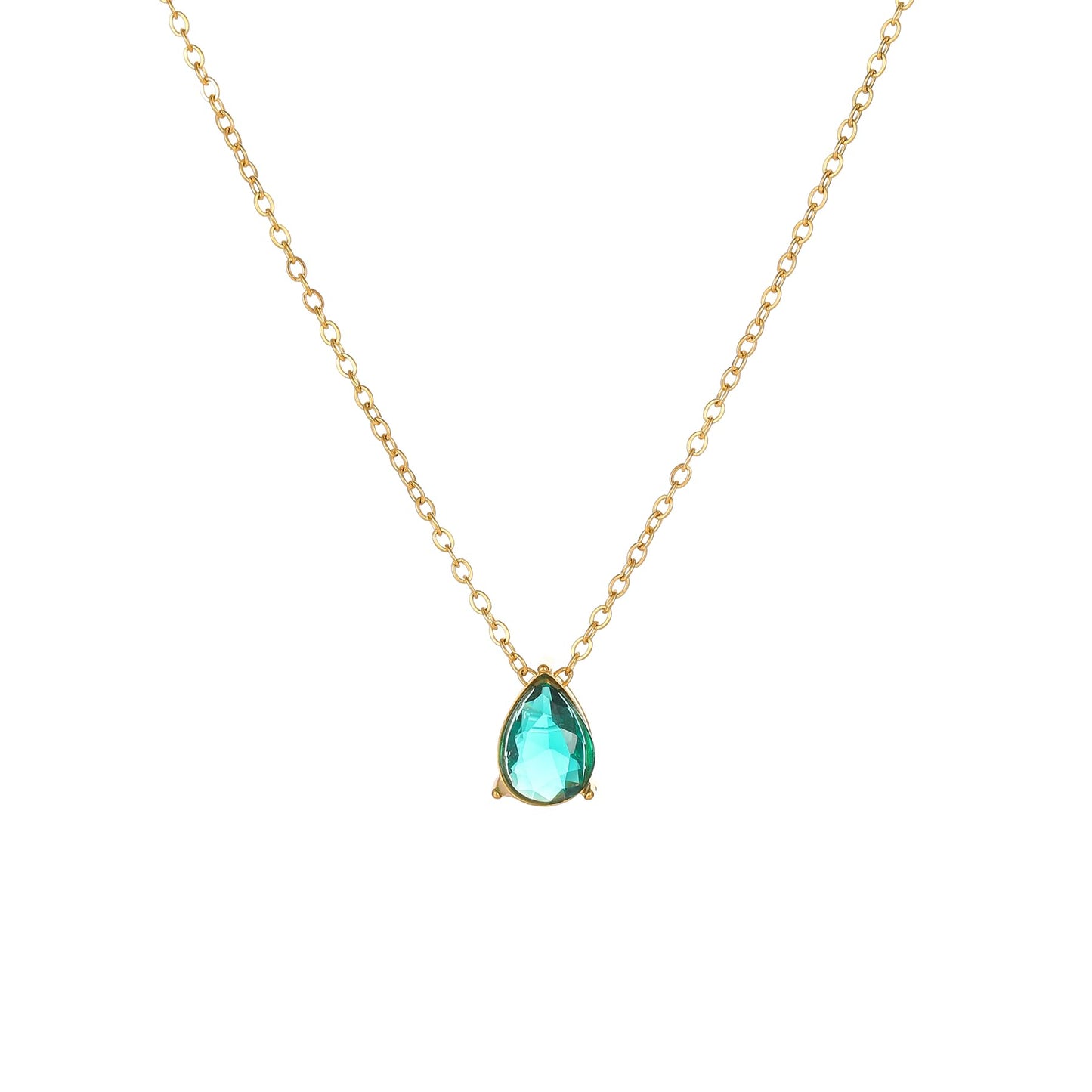Jewigo Cubic Zirconia Necklaces for Women 18K Gold Plated Tear drop Necklace Dainty Layered CZ Lariat Diamond Necklace