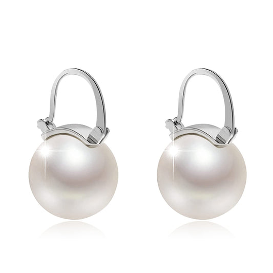Pearl Earrings for Women 14K Gold Plated Hypoallergenic Pearl Earrings 5A Cubic Zirconia Dangle Earrings Elegant Jewelry (3-Silver)