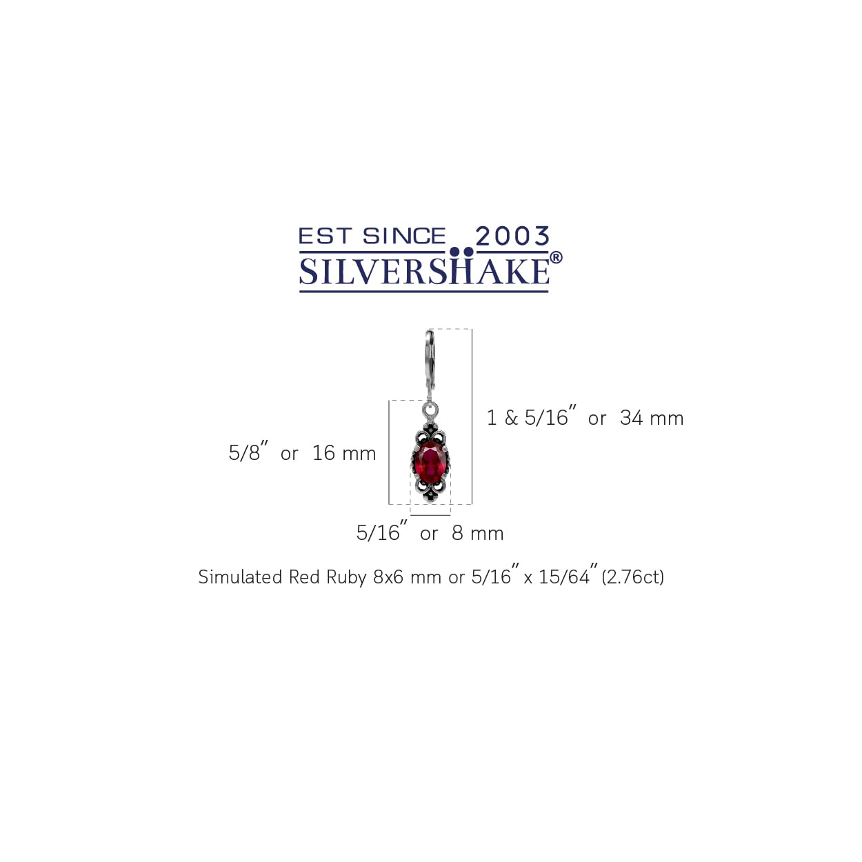 Silvershake 2.7 Ctw Simulated Red Ruby Gemstone 925 Sterling Silver Balinese Leverback Earrings Jewelry for Women