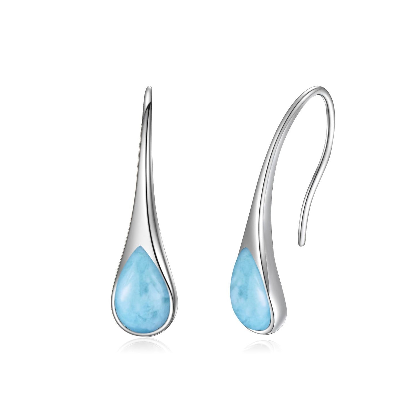 925 Sterling Silver Larimar Teardrop Earrings, Hypoallergenic Pear-Shaped Dangle Drop Earrings for Women