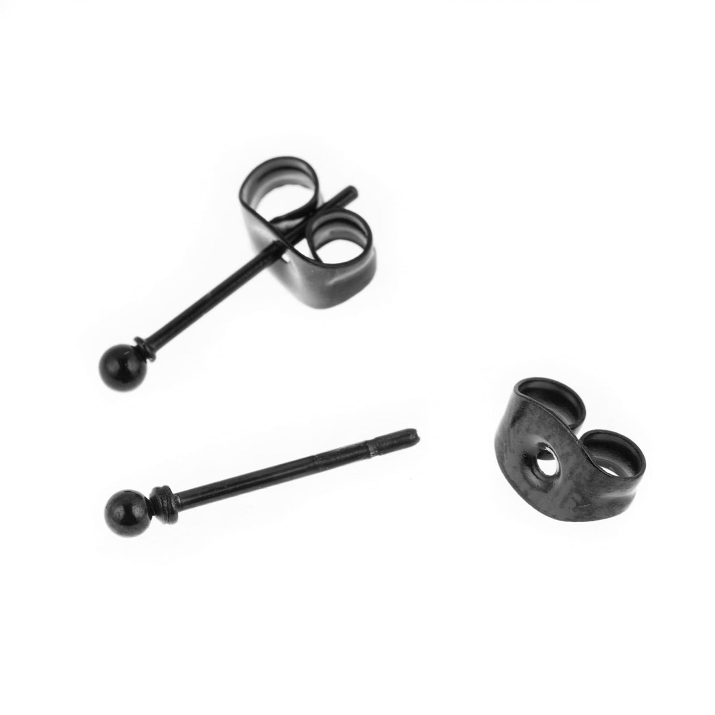 Memsion 316L Surgical Steel Earrings Hypoallergenic Black Ball Stud Earrings Set for Women Men Nickel Free Cartilage Ear Rings 3 Pairs of 2mm Tiny Stainless Steel Stud Earrings