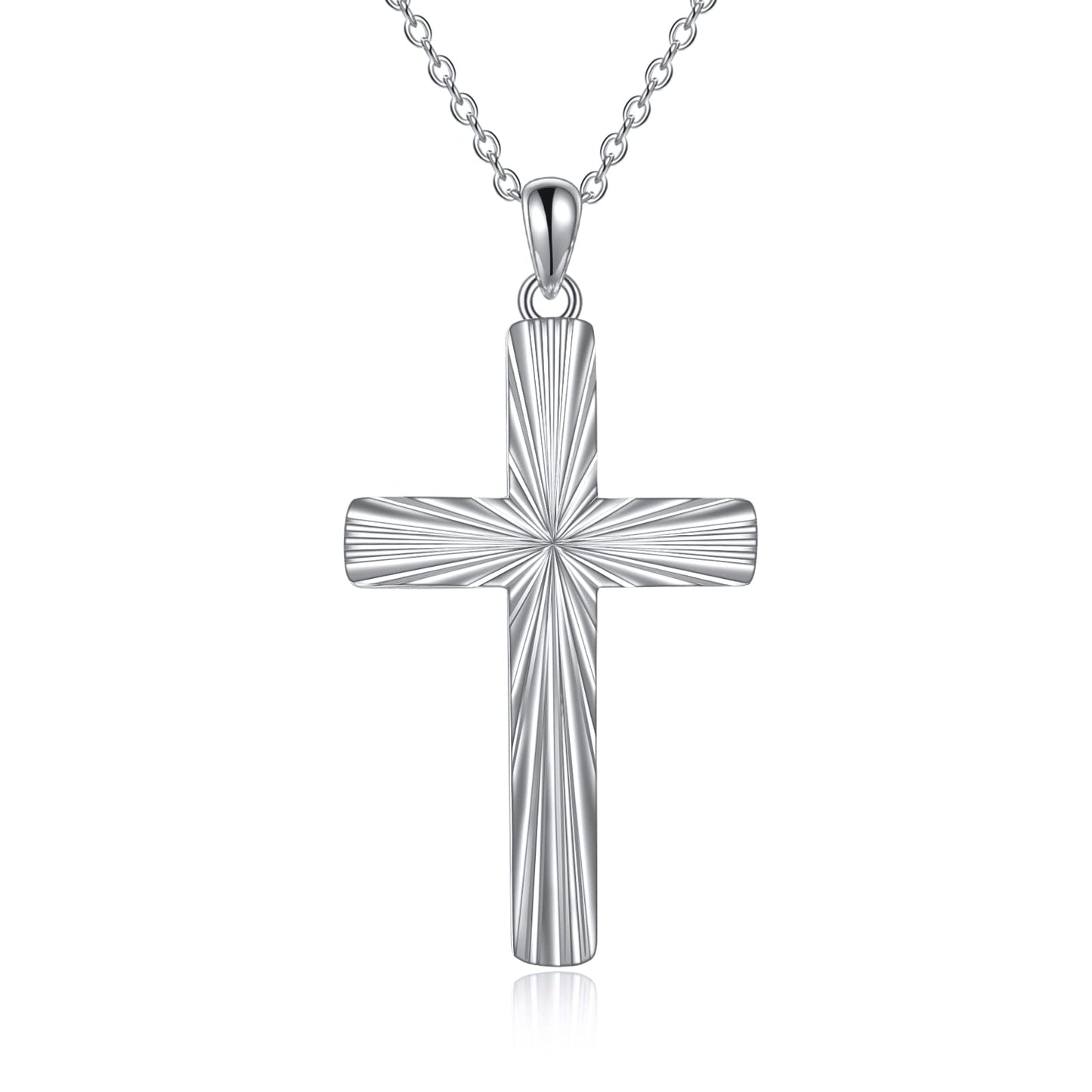 ONEFINITY Religious Cross Pendant Necklace Sterling Silver Origami Cross Pendant Gifts for Women Men Jewelry (Diamond-cut)