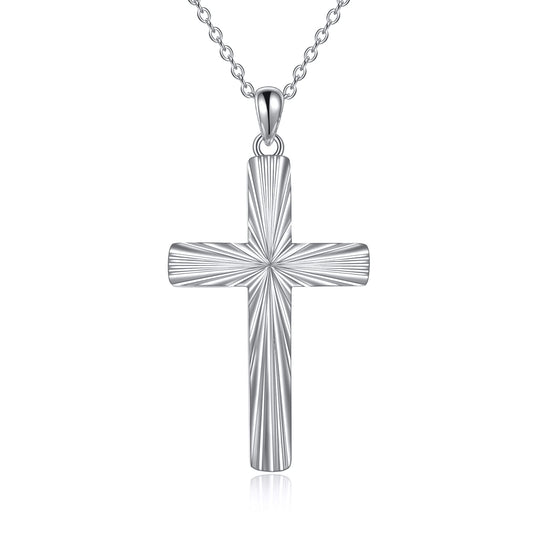ONEFINITY Religious Cross Pendant Necklace Sterling Silver Origami Cross Pendant Gifts for Women Men Jewelry (Diamond-cut)