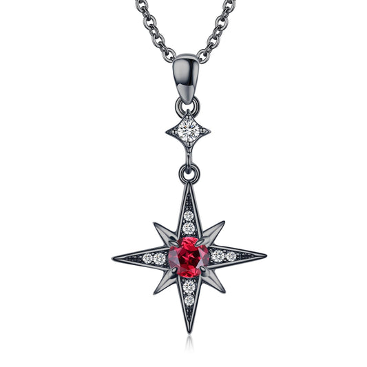 Silikepa Star Necklace for Women 925 Sterling Silver Black Star Pendant Necklace Polaris Pendant with Zircon Jewelry Gift for Women