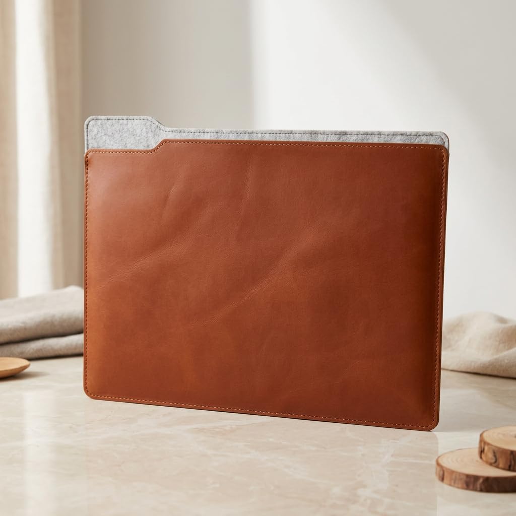 TORAKIP Genuine Leather Document Case 9" x 12" – Slim Portfolio Folder for Papers, Contracts & Files, Handmade Leather Organizer for Office & Travel, Warm Brown