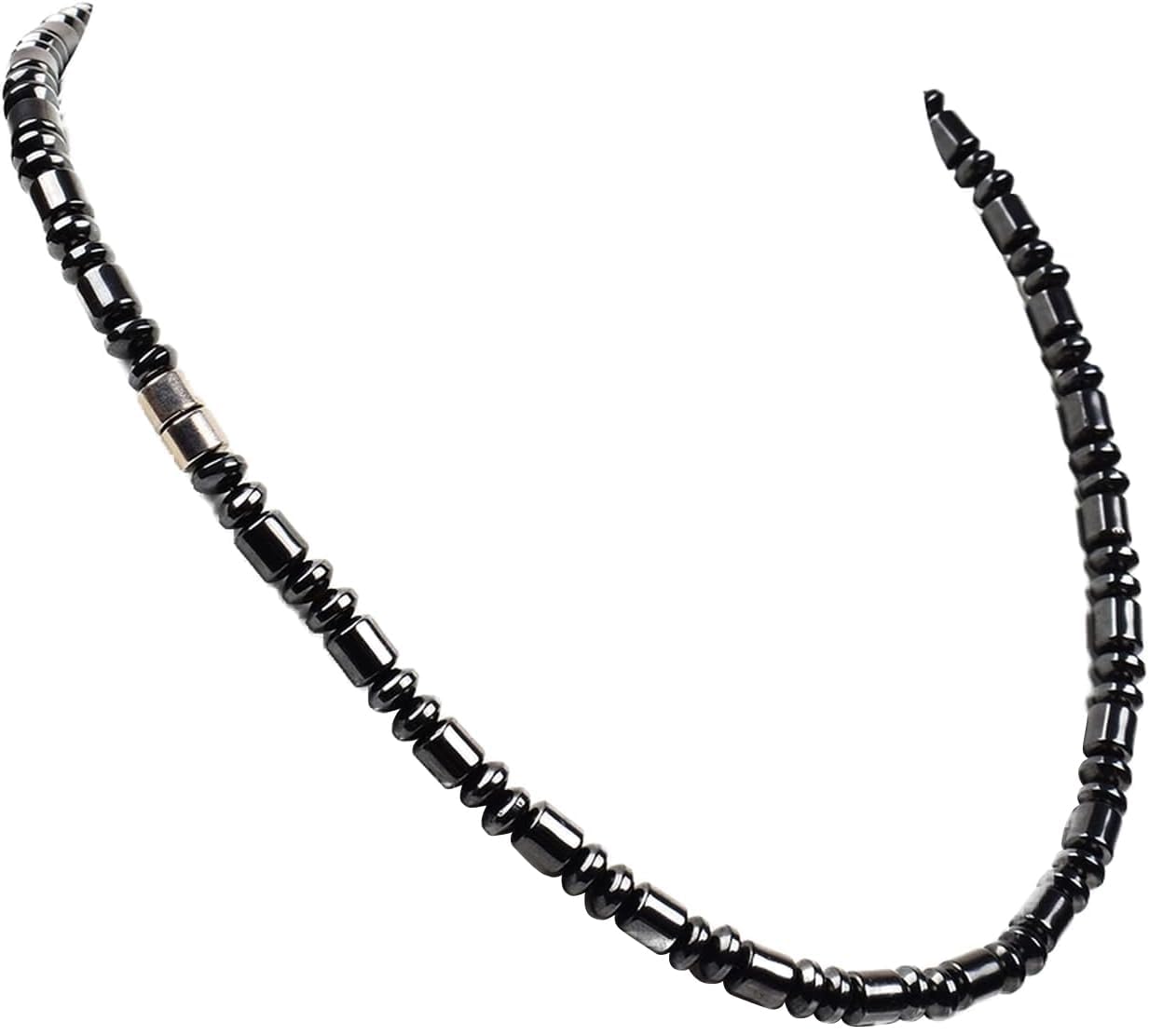 IRUMENG Natural Hematite Beaded Necklace Handcrafted Polished Gemstone Jewelry for Men Women Stylish Daily Wear (18", Magnetic Hematite)