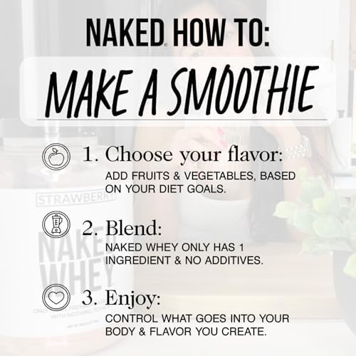 NAKED Whey 1Lb - Only 1 Ingredient, Grass Fed Whey Protein Powder, Undenatured, No Gmos, No Soy, Gluten Free, Stimulate Growth, Enhance Recovery - 15 Servings