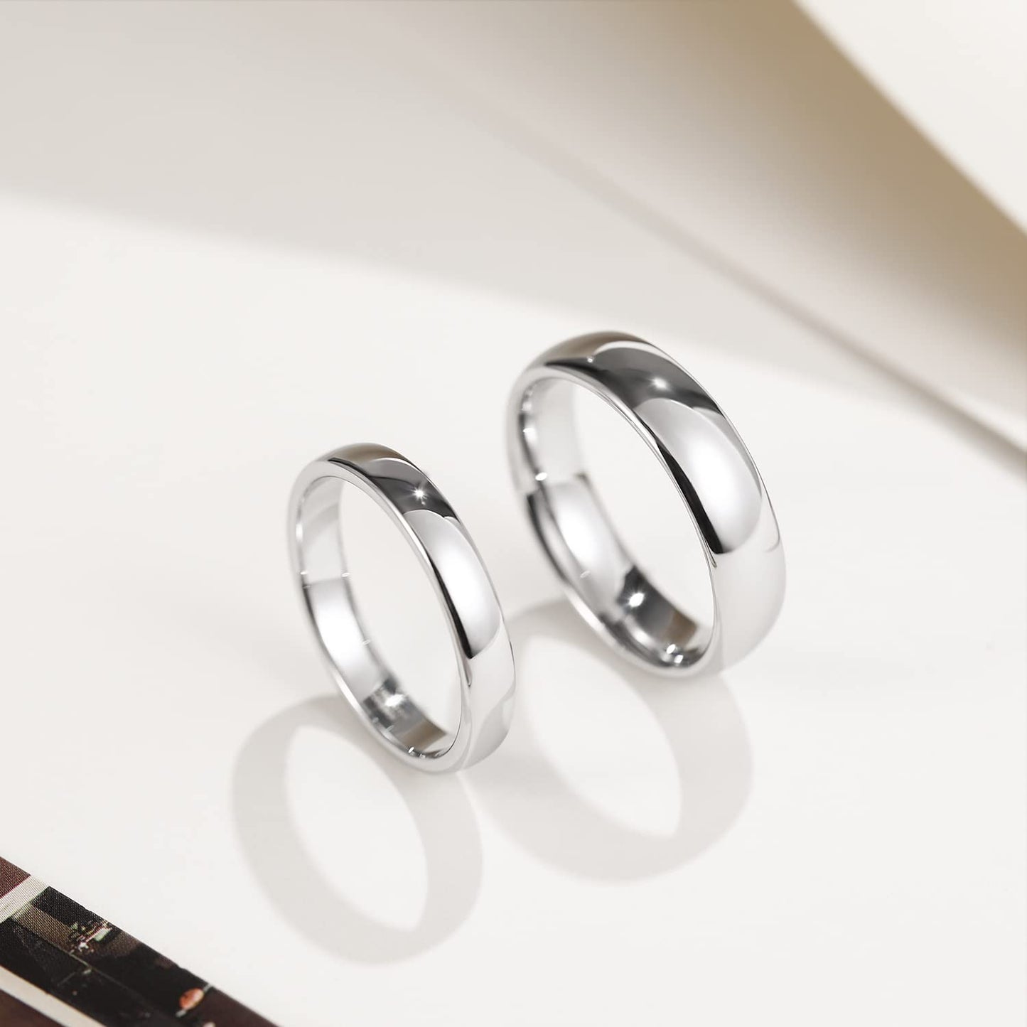 Greenpod 4mm Tungsten Rings for Women High Polished Plain Dome Silver Classic Wedding Band Comfort Fit Size 6
