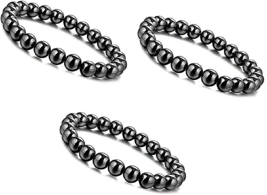 Drkao 3 Pack Magnet Bracelets for Health, Pain Relief, Magnetic Hematite Bracelets for Woman, Health Magnets, Traditional Magnetic Therapy Mom Presents For Mother