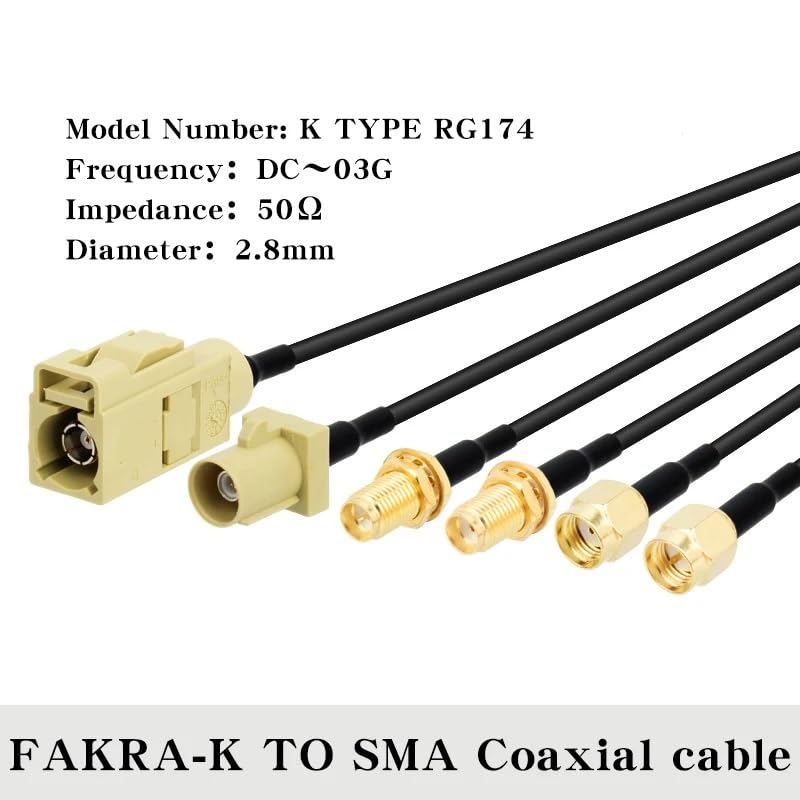 bodateng RG174 50Ohm Cable(16.4ft-5m) LIHUA Fakra K Male/Female Coaxial Cable for Car Satellite GSM Cellular for Car