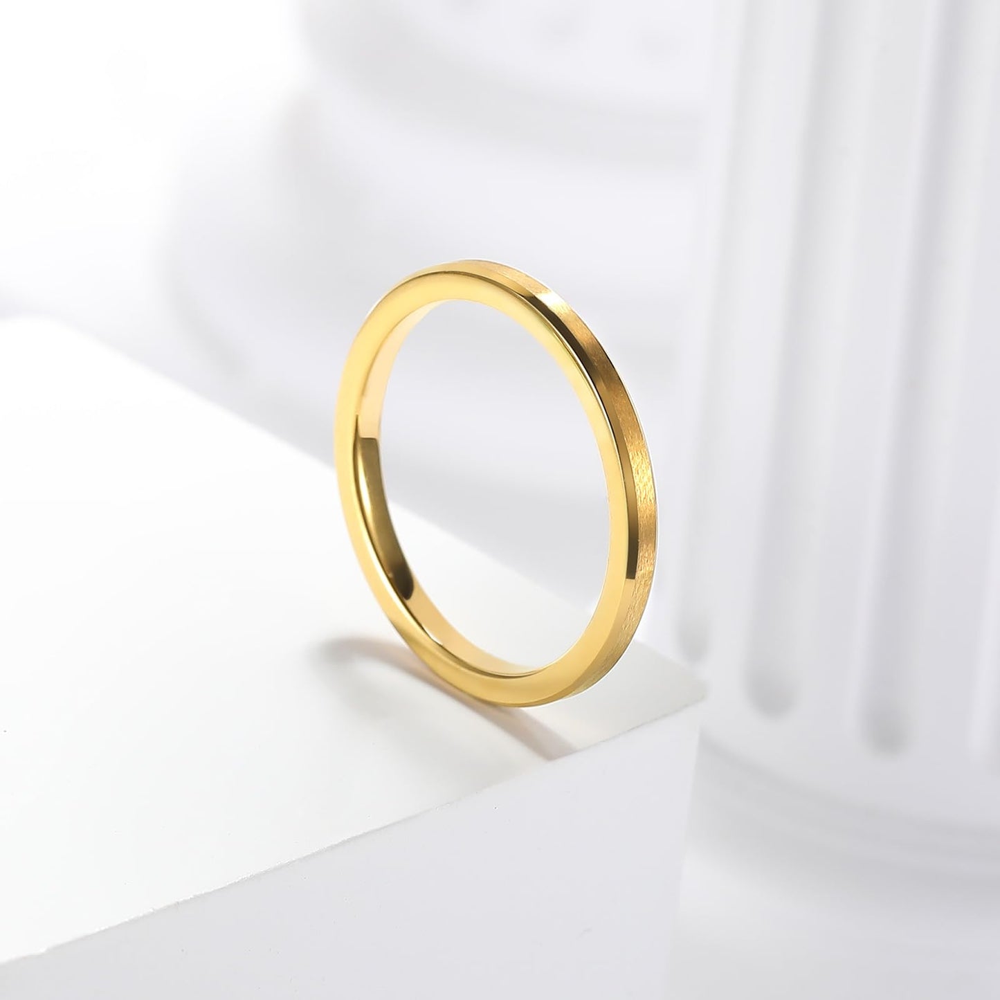 King Will 2mm Gold Tungsten Men's Wedding Band - Brushed Matte Finish, Beveled Polished Edge, Comfort Fit Size 9